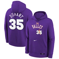 Sweat à capuche Nike pour jeunes Kevin Durant Purple Phoenix Suns 2024/25 City Edition avec nom et numéro