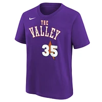 T-shirt Nike pour jeune Kevin Durant Purple Phoenix Suns 2024/25 City Edition avec nom et numéro