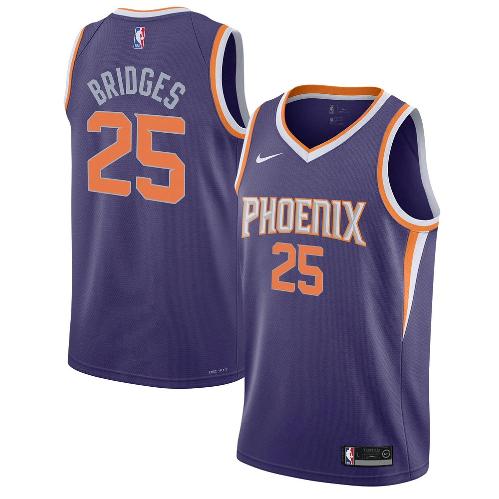 Maillot Nike Swingman Mikal Bridges violet Phoenix Suns pour jeune - Édition Icon