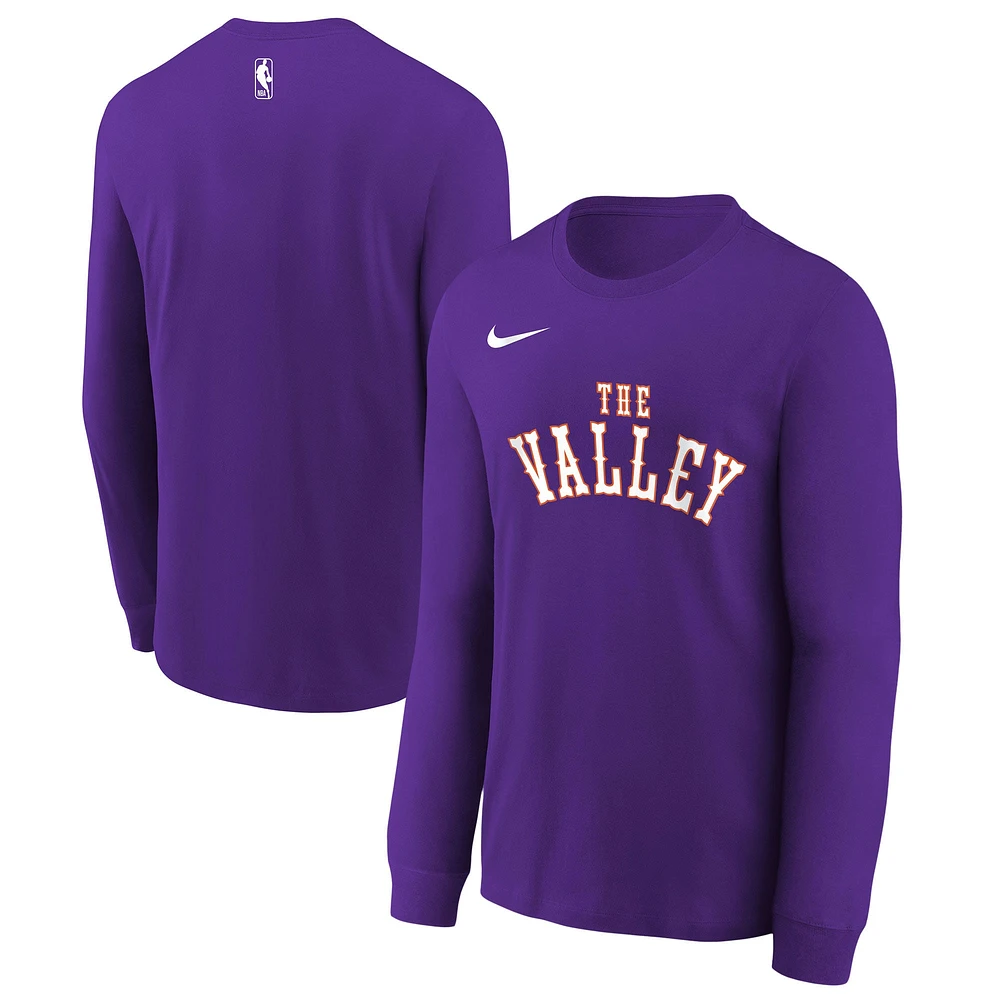 Youth Nike  Purple Phoenix Suns 2024/25 City Edition Wordmark Performance Long Sleeve T-Shirt