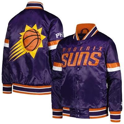 Veste universitaire violette à boutons-pression en satin pour jeunes Starters des Phoenix Suns Home Game