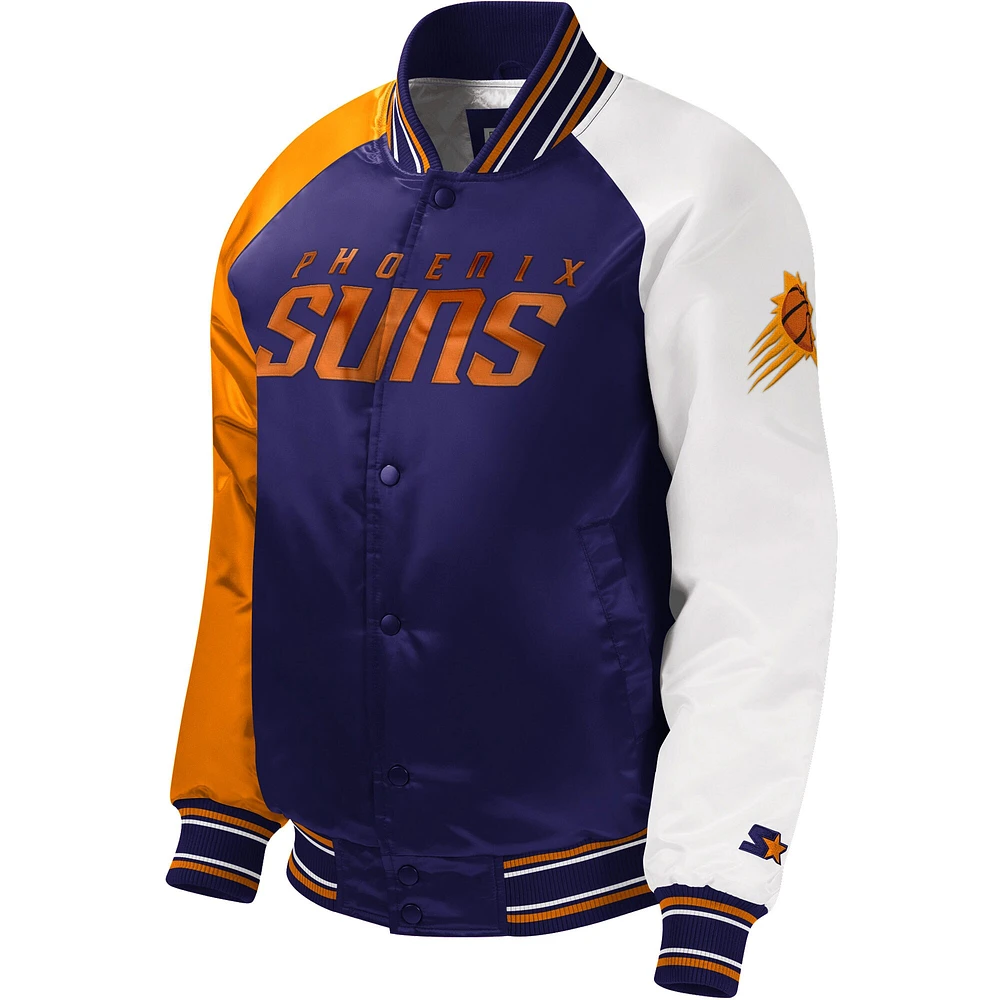 Youth Starter Purple Phoenix Suns Raglan Full-Snap Varsity Jacket