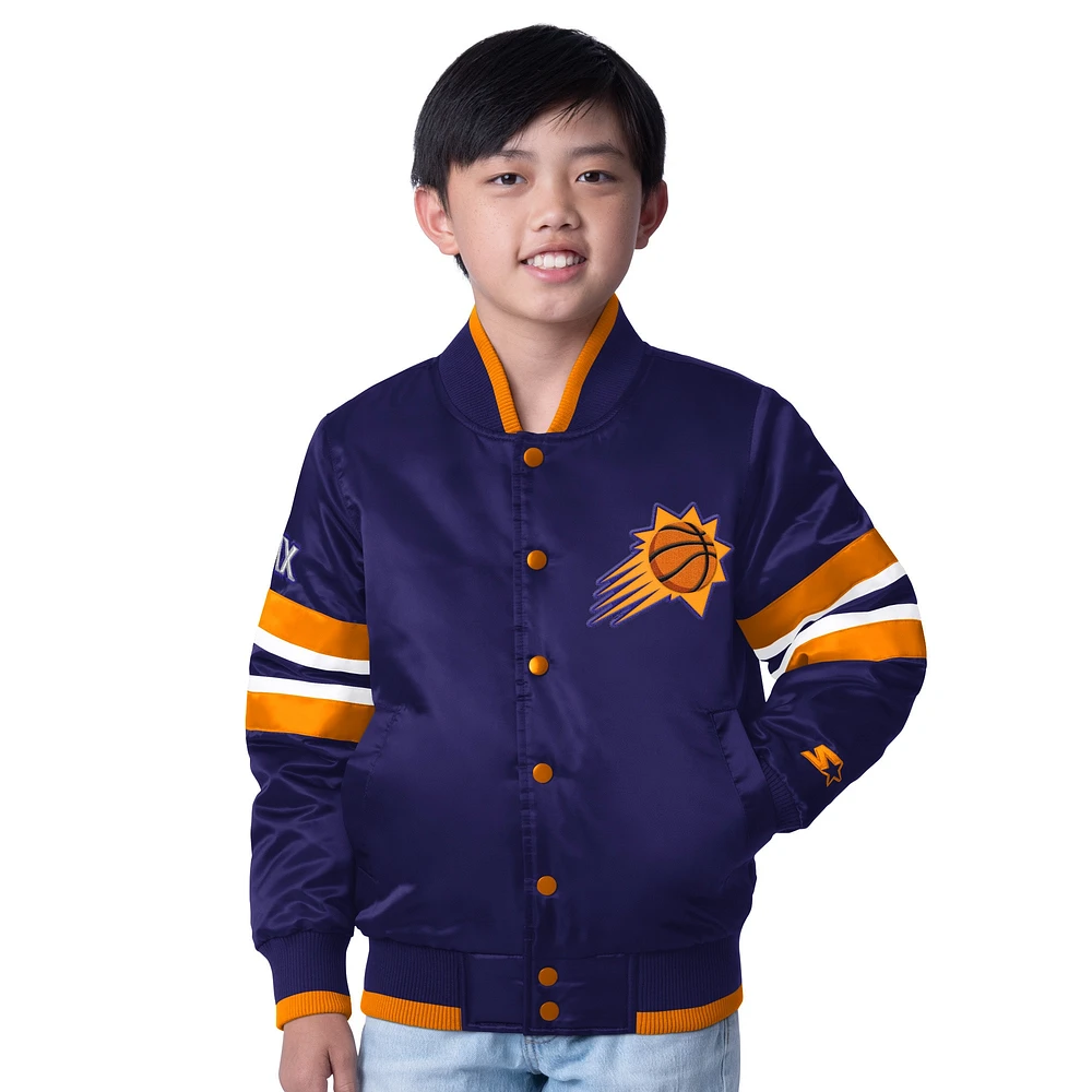 Veste de démarrage violette pour jeunes Phoenix Suns Scout Varsity à boutons-pression