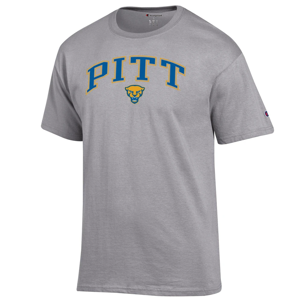 T-shirt Champion gris chiné Pitt Panthers avec logo arqué pour homme