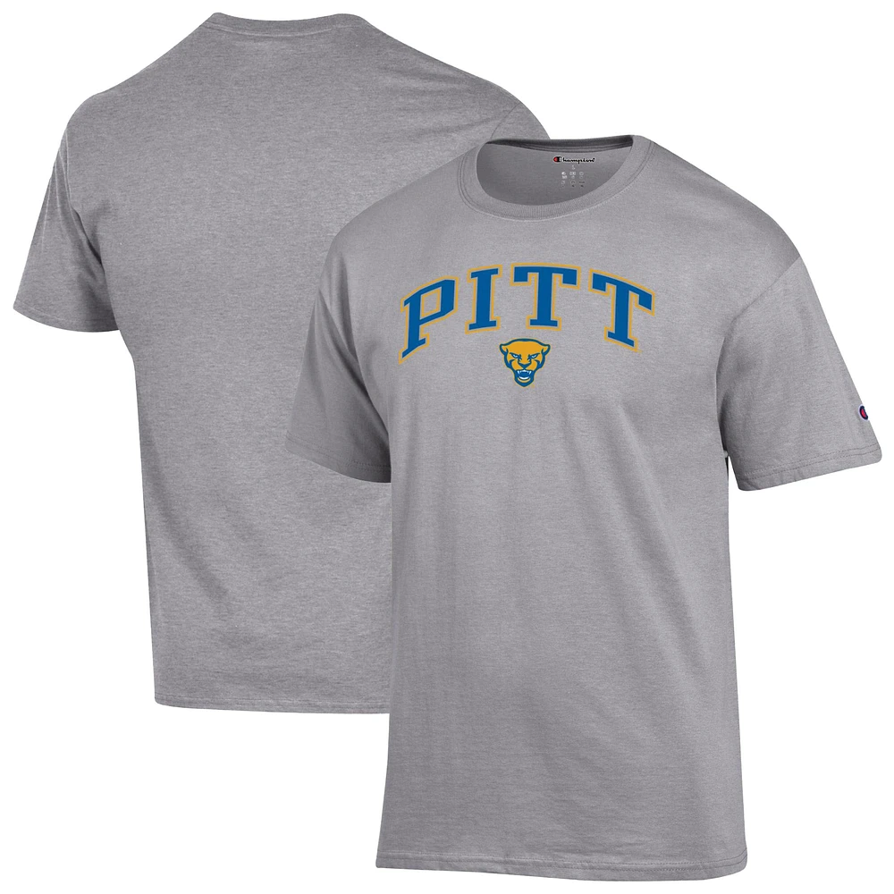 T-shirt Champion gris chiné Pitt Panthers avec logo arqué pour homme