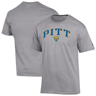 T-shirt Champion gris chiné Pitt Panthers avec logo arqué pour homme