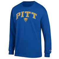 Men's Champion  Royal Pitt Panthers Arch Over Logo Long Sleeve T-Shirt
