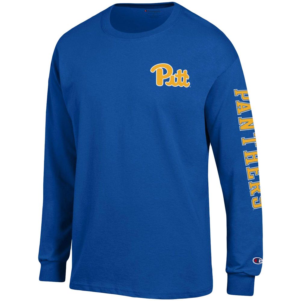 Men's Champion Royal Pitt Panthers Team Stack Long Sleeve T-Shirt