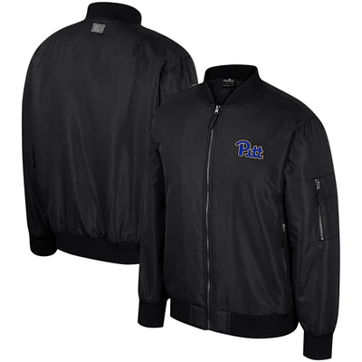 Blouson aviateur entièrement zippé Colosseum Black Pitt Panthers pour hommes