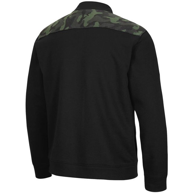 Colosseum Black Pitt Panthers OHT Military Appreciation Commo Fleece Quarter-Zip Jacket