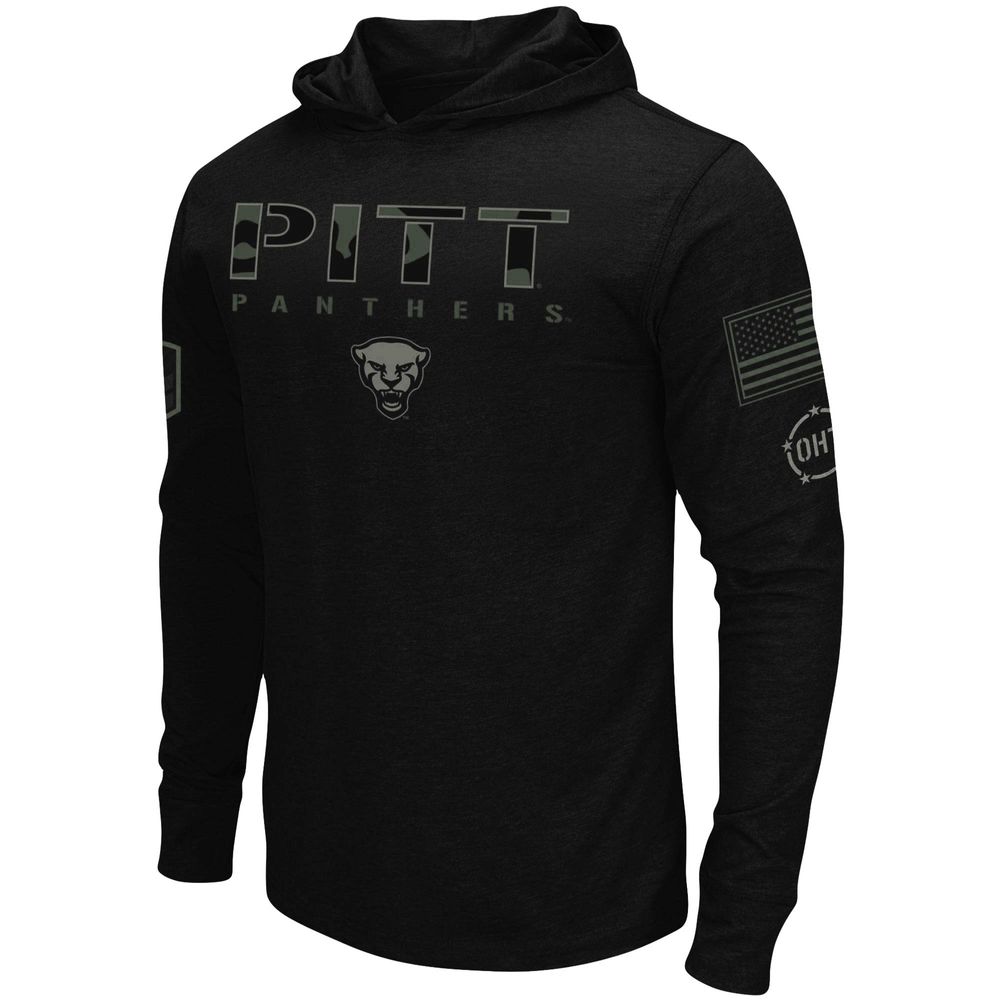 Men's Colosseum Black Pitt Panthers OHT Military Appreciation Hoodie Long Sleeve T-Shirt