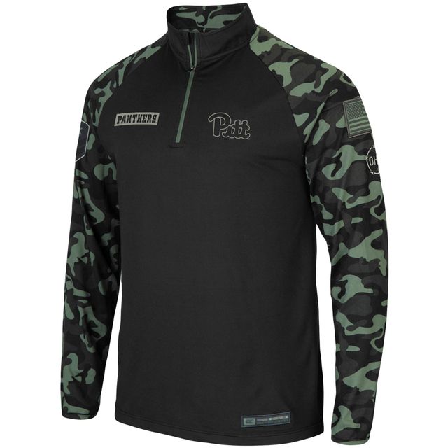 Colosseum Black Pitt Panthers OHT Military Appreciation Take Flight Raglan Quarter-Zip Jacket