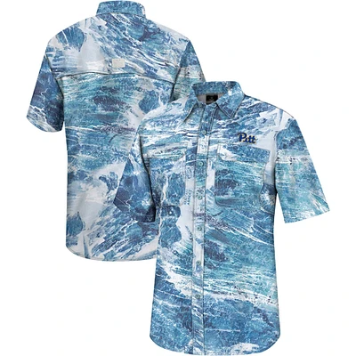 Colosseum Blue Pitt Panthers Realtree Aspect Charter Chemise de pêche à boutons complets pour homme