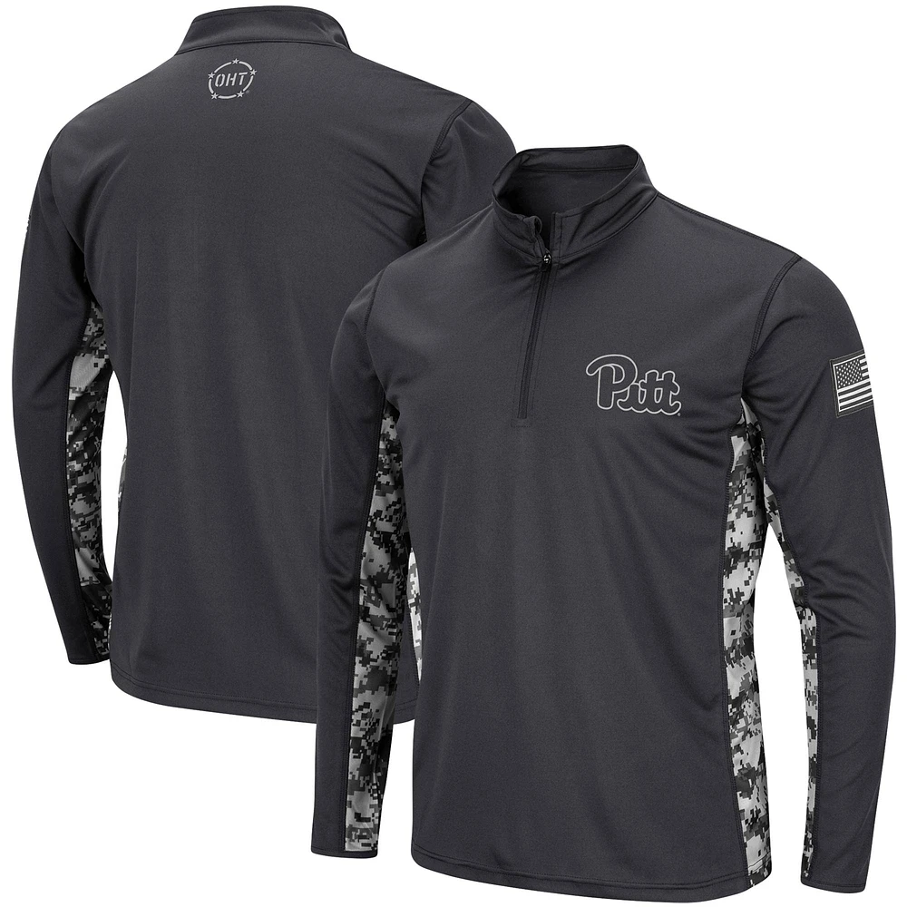 Men's Colosseum Charcoal Pitt Panthers OHT Military Appreciation Digital Camo Lightweight Quarter-Zip Pullover