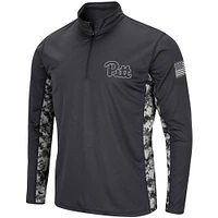 Colosseum Charcoal Pitt Panthers OHT Military Appreciation Digital Camo Lightweight Quarter-Zip Pullover pour homme