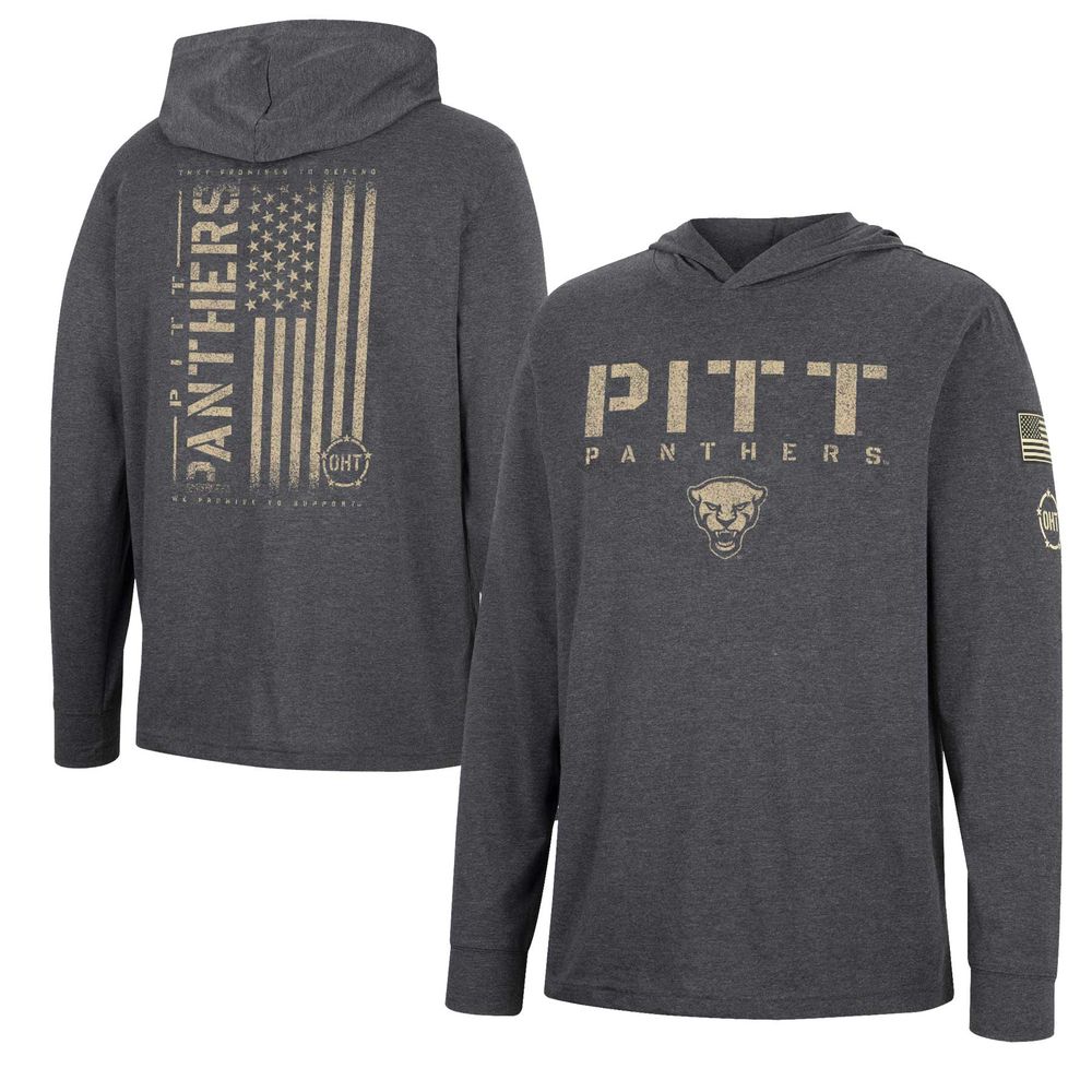 Men's Colosseum Charcoal Pitt Panthers Team OHT Military Appreciation Hoodie  Long Sleeve T-Shirt