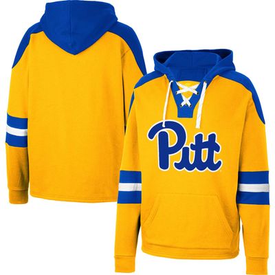 Men's Colosseum Gold Pitt Panthers Lace-Up 4.0 Pullover Hoodie