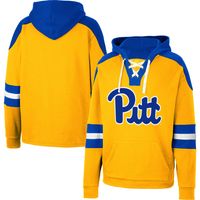 Men's Colosseum Gold Pitt Panthers Lace-Up 4.0 Pullover Hoodie