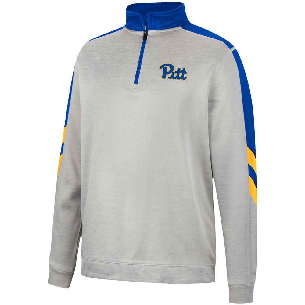 Men's Colosseum Gray/Royal Pitt Panthers Bushwood Fleece Quarter-Zip Jacket