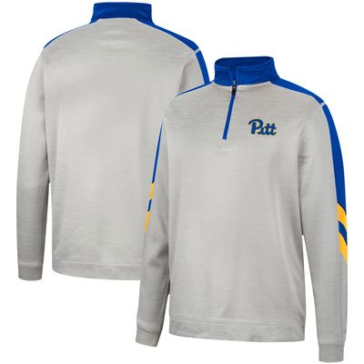 Men's Colosseum Gray/Royal Pitt Panthers Bushwood Fleece Quarter-Zip Jacket