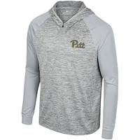 Men's Colosseum Gray Pitt Panthers Cybernetic Raglan Quarter-Zip Hooded Top