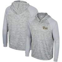 Men's Colosseum Gray Pitt Panthers Cybernetic Raglan Quarter-Zip Hooded Top