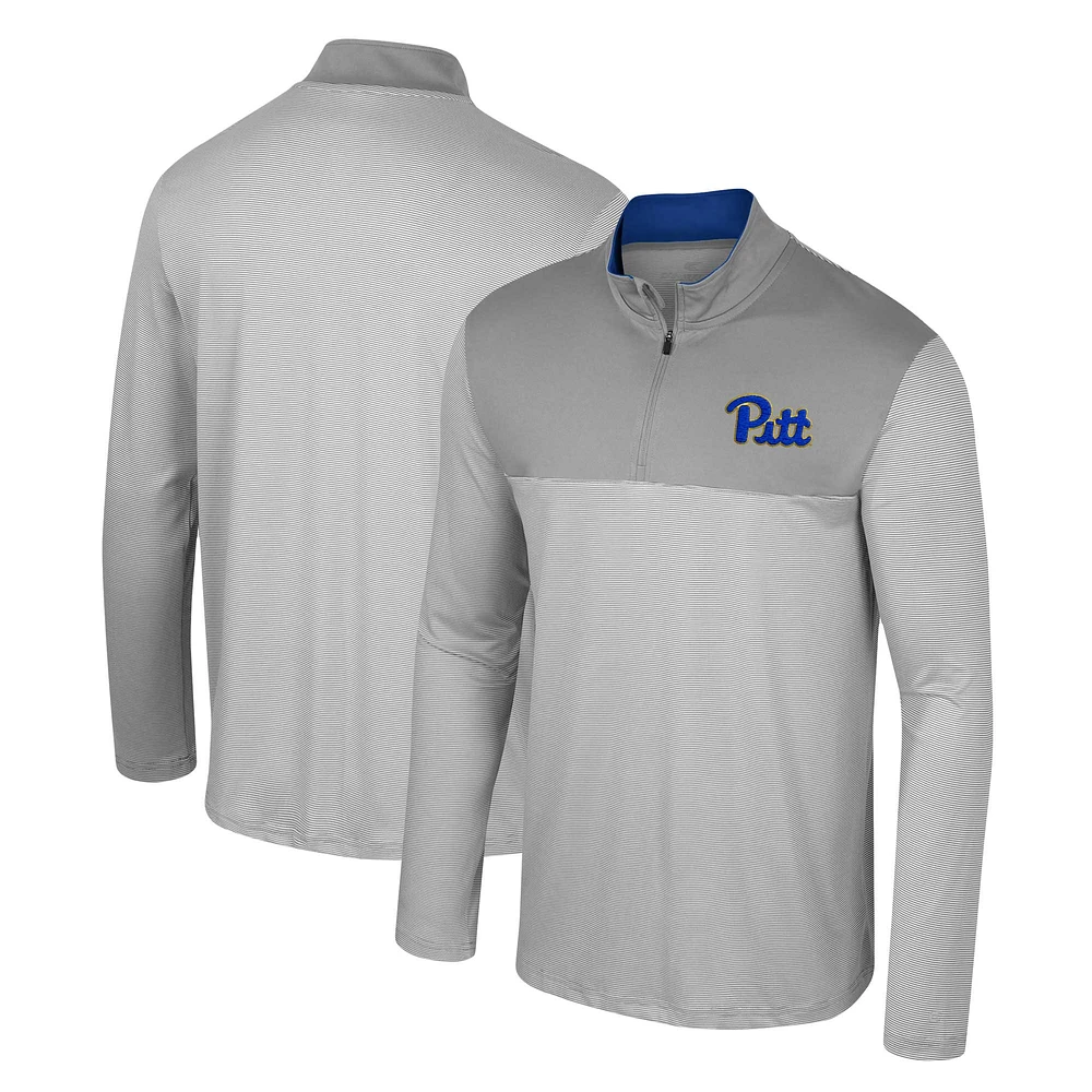 Men's Colosseum Gray Pitt Panthers Tuck Quarter-Zip Top