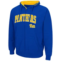Men's Colosseum Royal Pitt Panthers Arch & Logo 3.0 Full-Zip Hoodie