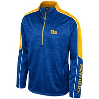 Men's Colosseum Royal Pitt Panthers Marled Half-Zip Jacket