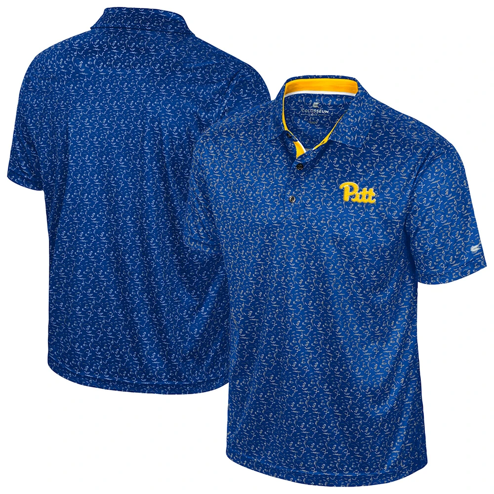 Men's Colosseum Royal Pitt Panthers Sublimated Golf Polo
