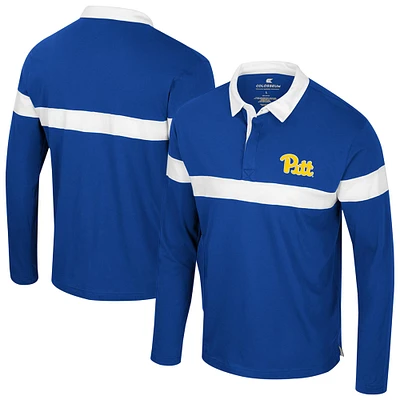 Men's Colosseum  Royal Pitt Panthers Too Cool For School Long Sleeve Polo