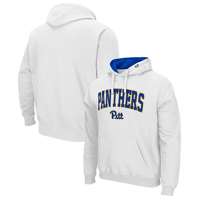 Men's Colosseum White Pitt Panthers Arch & Logo 3.0 Pullover Hoodie