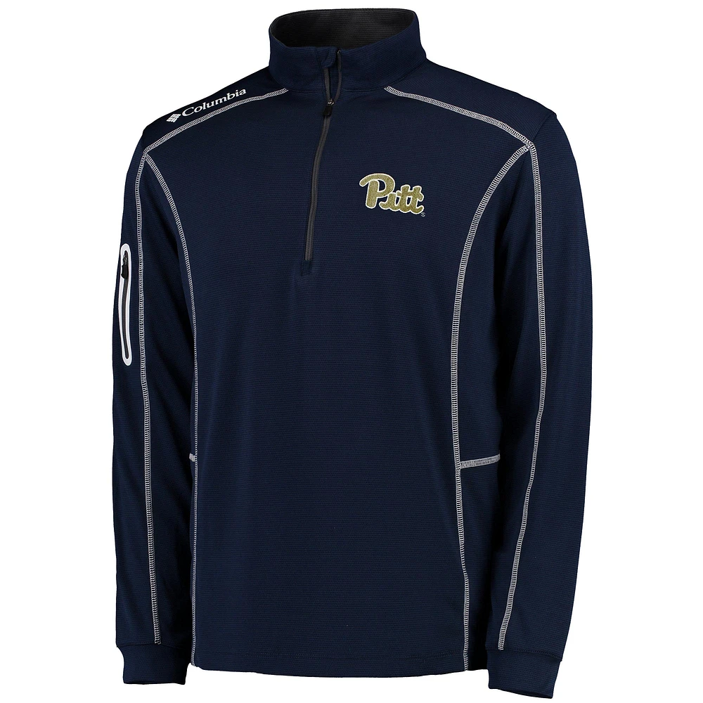 Columbia Golf Navy Pitt Panthers Shotgun Omni-Wick Veste à enfiler quart de zip pour homme