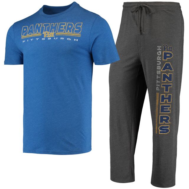 Concepts Sport Heathered Charcoal/Royal Pitt Panthers Meter Ensemble de nuit pour homme