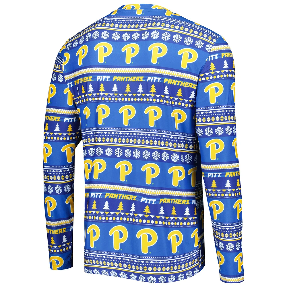 Men's Concepts Sport Royal Pitt Panthers Swivel Long Sleeve T-Shirt & Pants Sleep Set