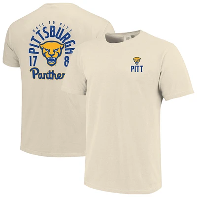 Men's Cream Pitt Panthers Comfort Colors Mascot Overlay T-Shirt
