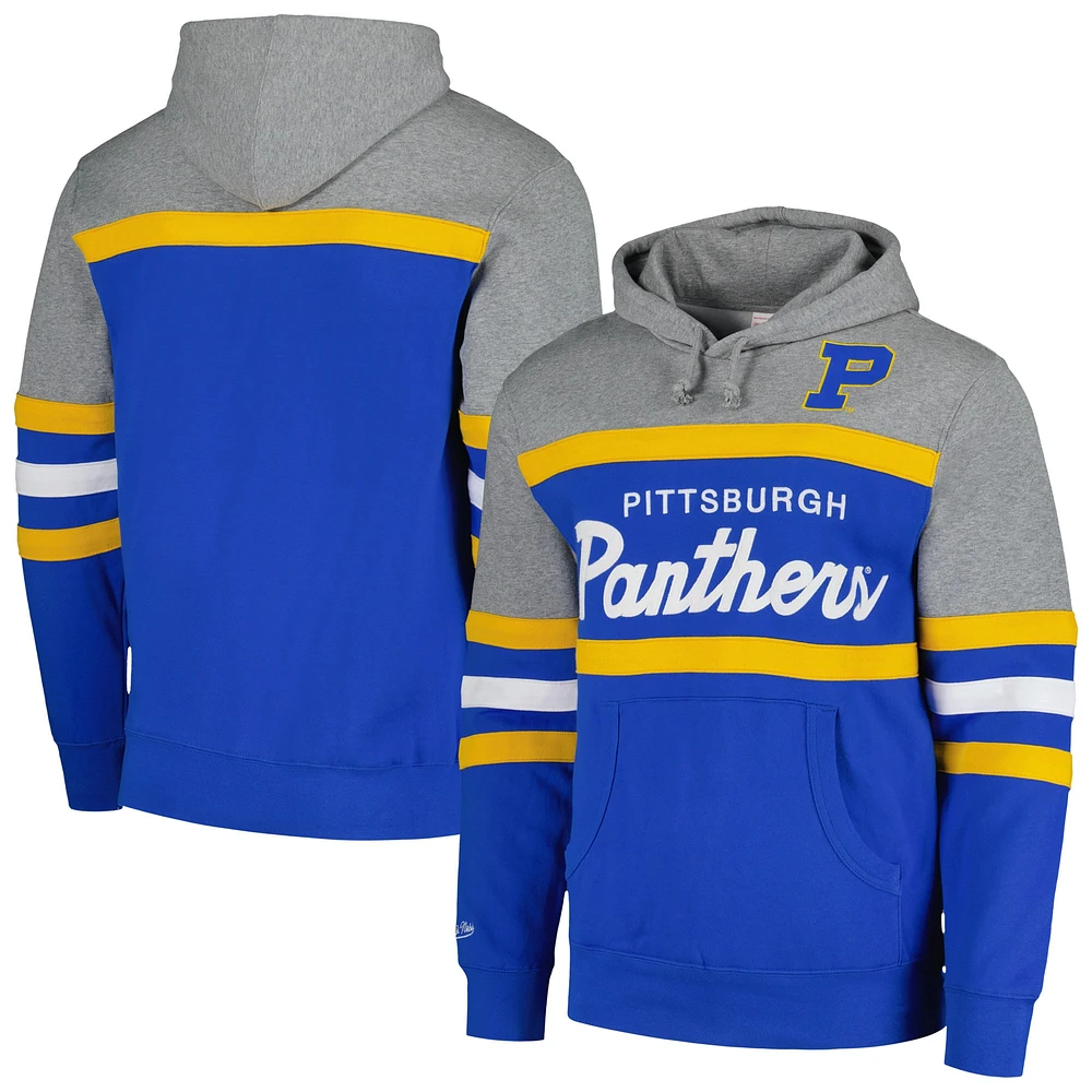 Men's Mitchell & Ness Royal Pitt Panthers Head Coach Pullover Hoodie