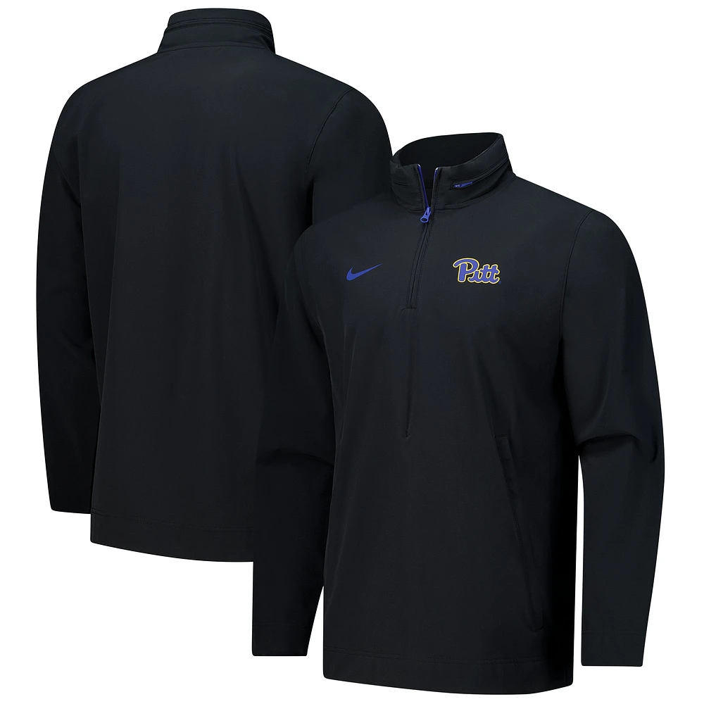 Veste à capuche Nike noire Pitt Panthers 2024 Sideline Coach quart de zip pour homme