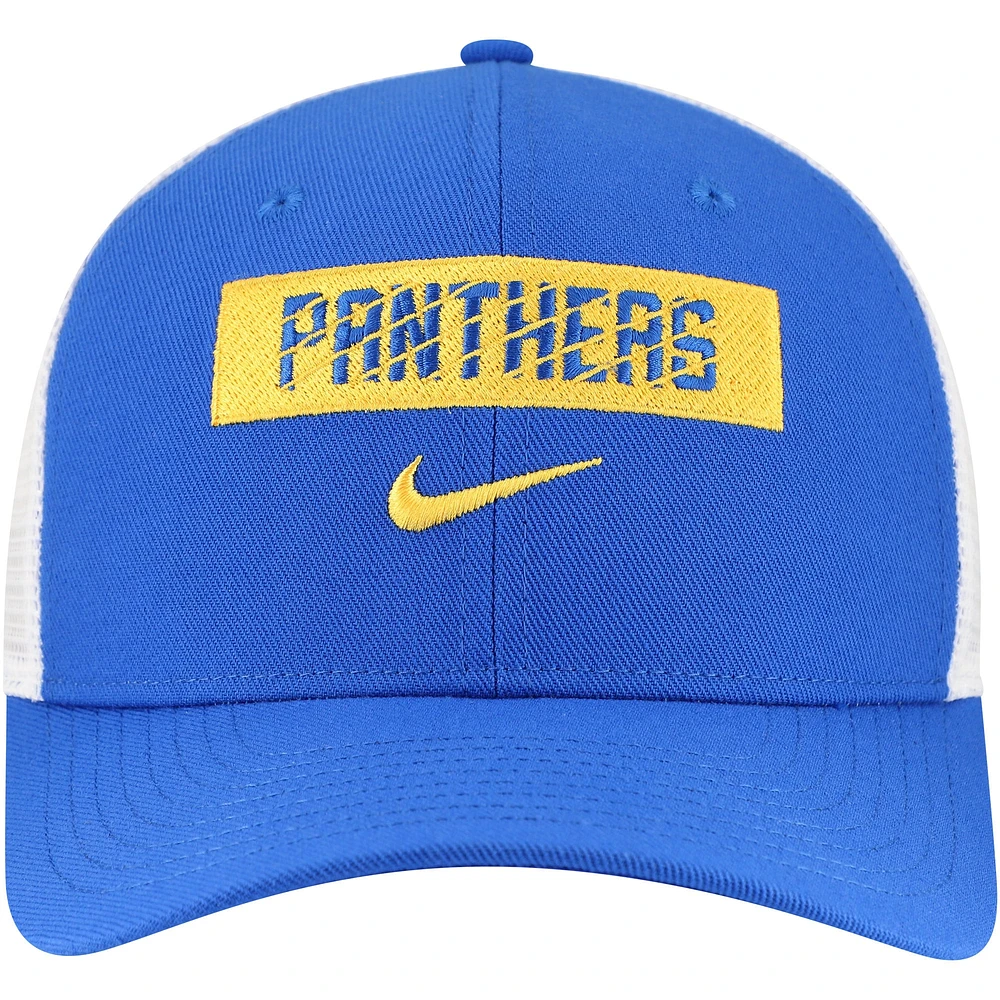 Men's Nike Royal Pitt Panthers 2024/25 Sideline Rise Trucker Adjustable Hat