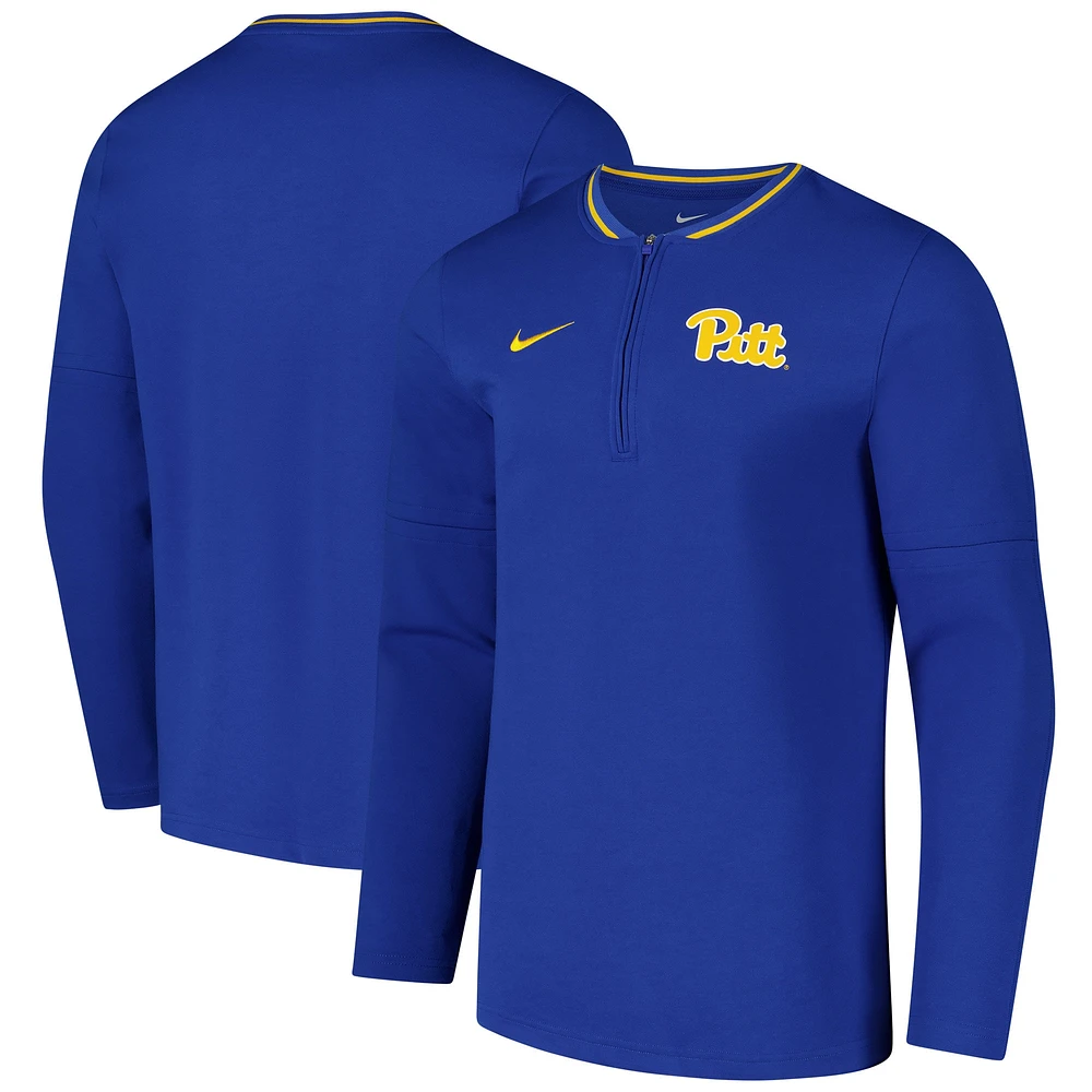 Veste Nike Royal Pitt Panthers Coaches à quart de zip pour homme