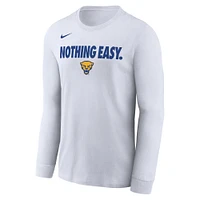 T-shirt à manches longues Nike Pitt Panthers 2025 On-Court Bench pour homme Blanc