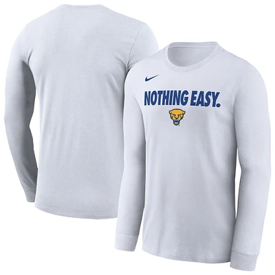 T-shirt à manches longues Nike Pitt Panthers 2025 On-Court Bench pour homme Blanc