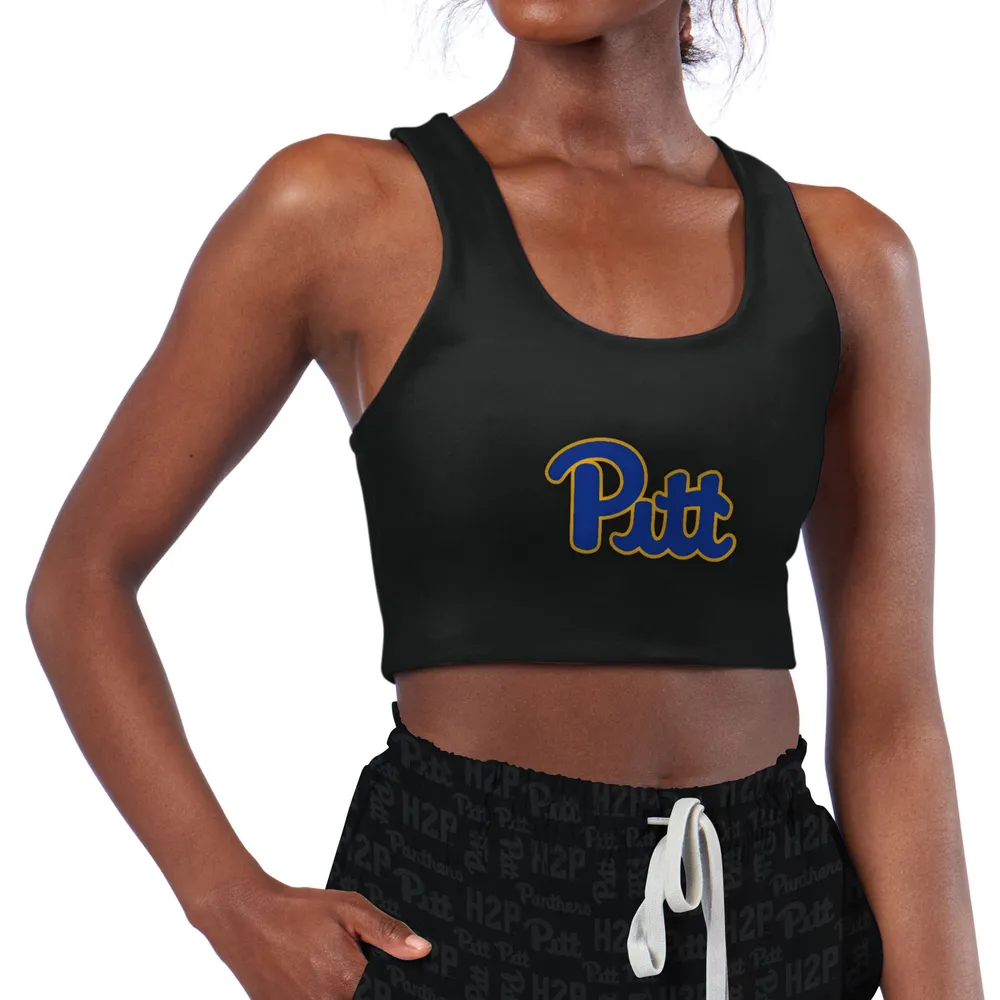 Women's Black Pitt Panthers Reversible Sports Bra