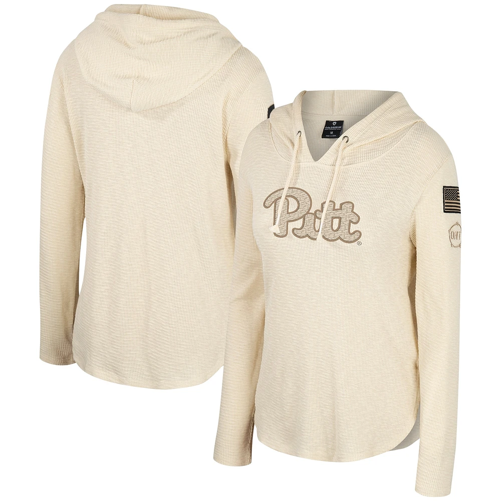 Colosseum Cream Pitt Panthers OHT Appréciation militaire Casey Raglan T-shirt à capuche manches longues pour femmes