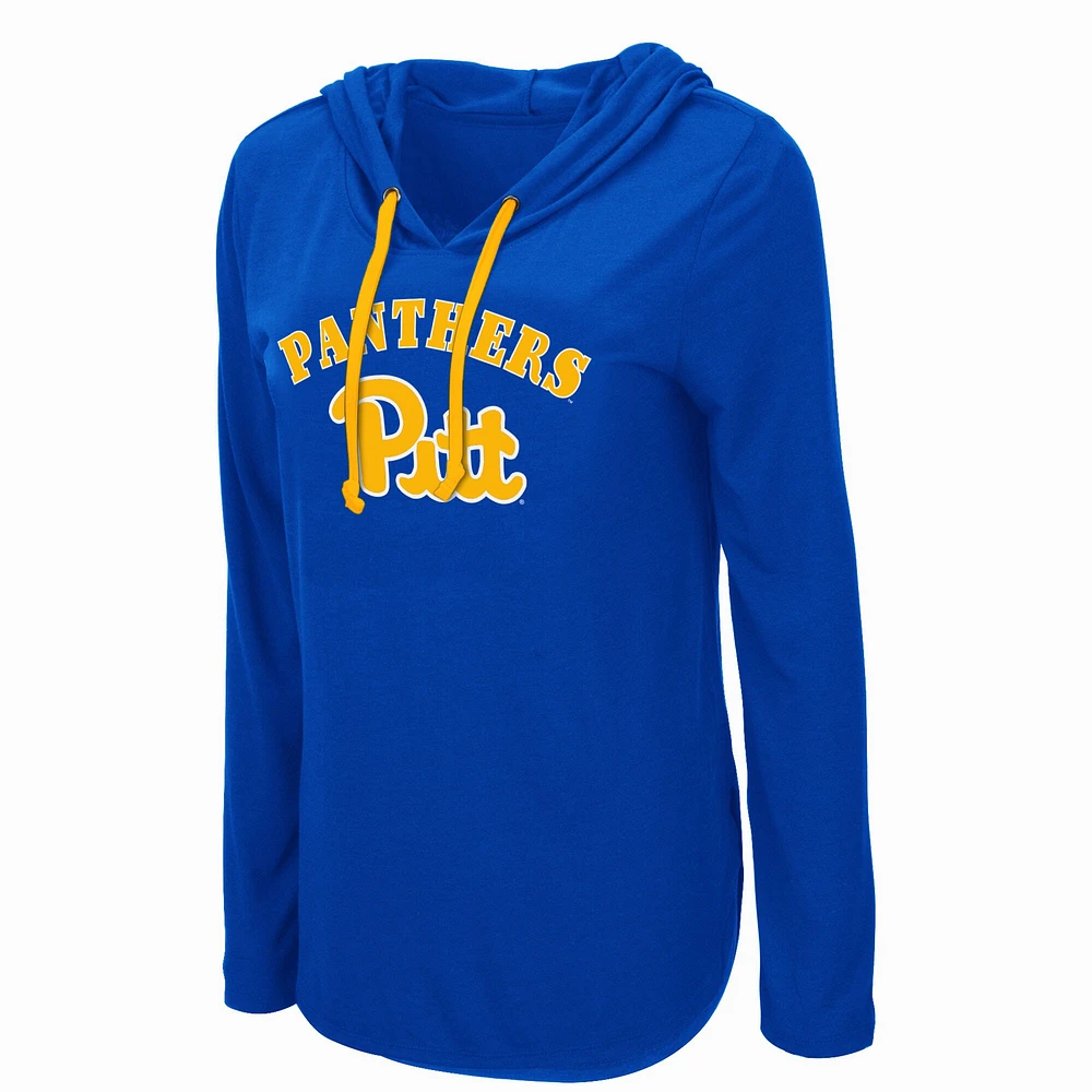 Women's Colosseum Royal Pitt Panthers My Lover Lightweight Hooded Long Sleeve T-Shirt