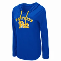 Women's Colosseum Royal Pitt Panthers My Lover Lightweight Hooded Long Sleeve T-Shirt