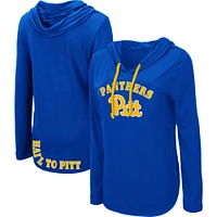 Women's Colosseum Royal Pitt Panthers My Lover Lightweight Hooded Long Sleeve T-Shirt