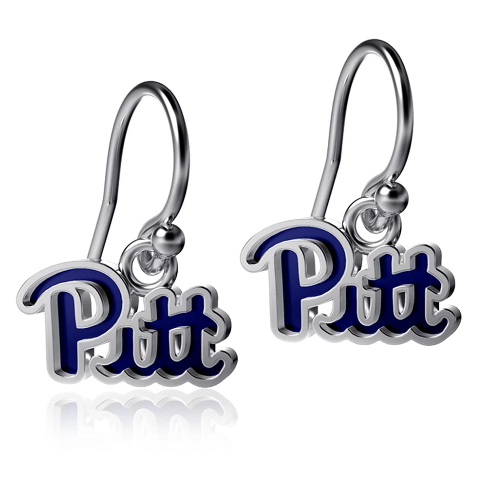 Women's Dayna Designs Pitt Panthers Silver Enamel Dangle Earrings