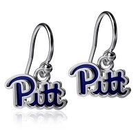 Women's Dayna Designs Pitt Panthers Silver Enamel Dangle Earrings