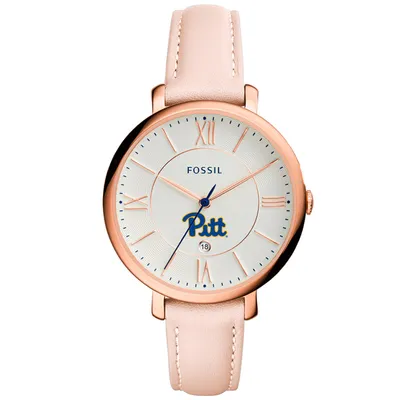 Pitt Panthers Fossil Women's Jacqueline Date Blush Leather Watch